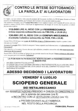 "Contro le intese sottobanco: la parola ai lavoratori" - 2001