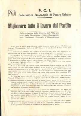 "Migliorare tutto il lavoro del Partito"