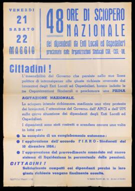 "48 ore di sciopero nazionale dei dipendenti di ente locale e ospedalieri" - [1965]