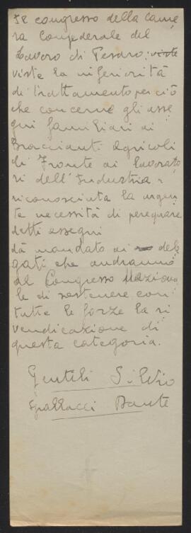 Mozione dei braccianti agricoli - 1947