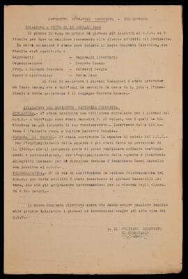 "Relazione a tutto il 18 gennaio 1945"