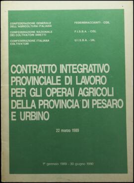 Contratto integrativo provinciale di lavoro per gli operai agricoli della provincia di Pesaro e Urbino