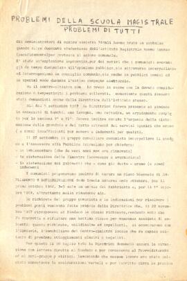"Problemi della scuola magistrale problemi di tutti"