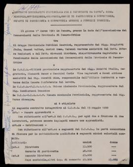 Contratto dipendenti caffè bar - 1961