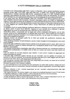 "A tutti i dipendenti della Carifano"