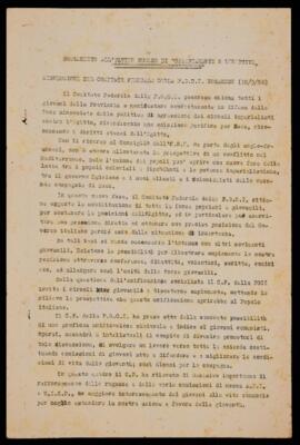 "Risoluzione del Comitato federale della FGCI Pesarese"