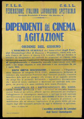 "Dipendenti dei cinema in agitazione" - 1969