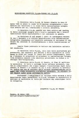"Risoluzione direttivo FLM Pesaro" 1985-1988