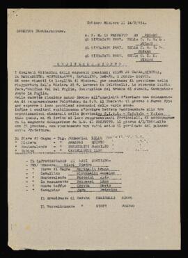 "Ordine del giorno Miniera di San Lorenzo" - 1954
