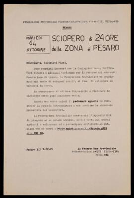 "Sciopero di 24 ore per la zona di Pesaro" - 1975