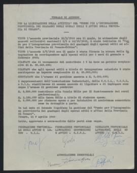 Accordo per la liquidazione del fondo per l'integrazione guadagni operai edili - 1964