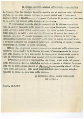 "Il Governo promuova un'inchiesta sulla miniera" - 1959