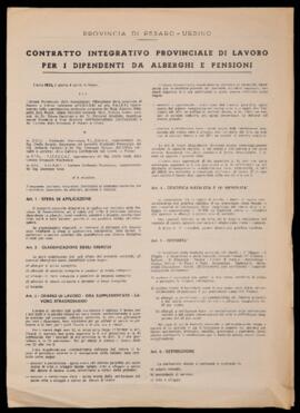 "Contratto integrativo provinciale di lavoro per i dipendenti da alberghi e pensioni" - 1971