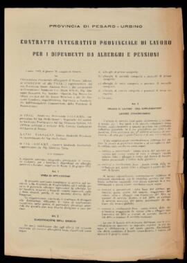 "Contratto integrativo provinciale di lavoro per i dipendenti da alberghi e pensioni" - 1965