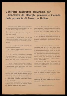 "Contratto integrativo provinciale per i dipendenti da alberghi, pensioni e locande della provincia di Pesaro e Urbino" - 1980