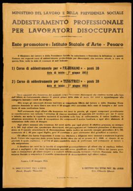 "Addestramento professionale per lavoratori disoccupati" - 1953