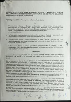 "Contratto collettivo di lavoro per gli operai delle imprese edili e affini della provincia di Pesaro-Urbino" - 2003