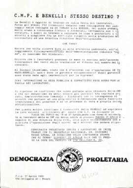 "C.M.P. e Benelli: stesso destino?" - 1989