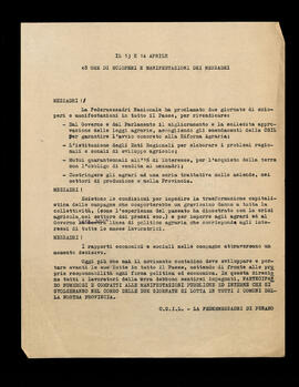 "48 ore di scioperi e manifestazioni dei mezzadri" - [196- ]