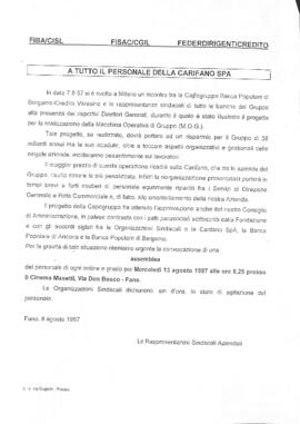 "A tutto il personale della Carifano SPA"