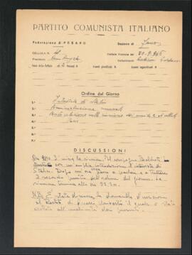 Verbale della riunione del 30 settembre 1946 della Cellula numero 48 della Sezione di Fano del Partito comunista italiano - PCI