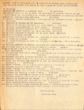 "Riunioni avute da Rovinelli Remo al Comitato di Sezione della B. Venturini dal giorno 14 luglio 1949 giorno in cui ha preso la carica di Segretario"
