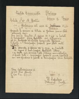 "Relazione del mese di gennaio 1946 [della Cellula numero 21 (Bertini)]"