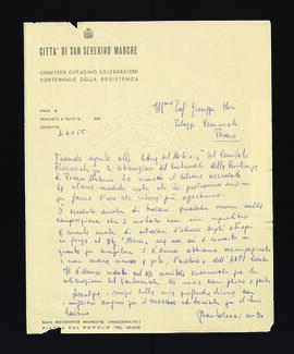 [Lettera di Ovidio Bartolacci sulla bozza del libro Guerriglia sull'Appennino]