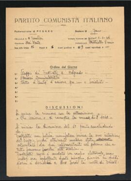 Verbale della riunione del 15 novembre 1946 della Cellula numero 15 (Ferrovieri) della Sezione di Fano del Partito comunista italiano - PCI