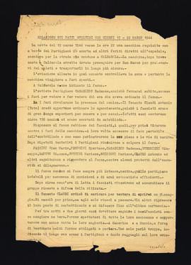 "Relazione sui fatti svoltosi nei giorni 19-22 marzo 1944"