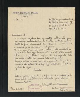 Lettera del Segretario della Sezione Marino Froncini di Fano del Partito repubblicano italiano - PRI destinata a partiti diversi