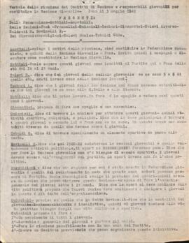 "Verbale della riunione dei Comitati di Sezione e responsabili giovanili per costituire la Sezione Giovanile"