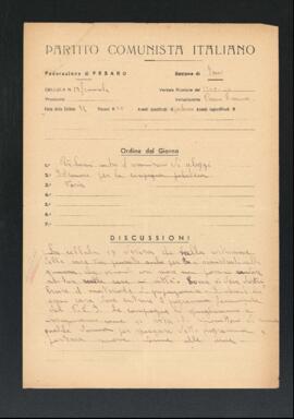 Verbale della riunione del 13 maggio 1946 della Cellula femminile numero 18 della Sezione di Fano del Partito comunista italiano - PCI