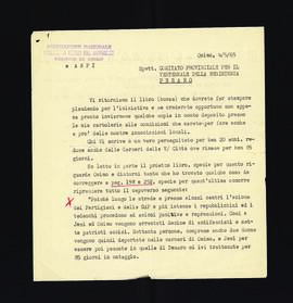 [Lettera di Giacomo Adorni sulla bozza del libro Guerriglia sull'Appennino]