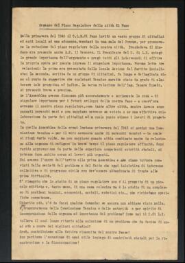 "Urgenza del piano regolatore della città di Fano"