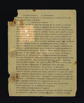 "Relazione sulla attività del III Battaglione [della V Brigata Garibaldi Pesaro] dal giorno 2/7/44 allo scioglimento della V Brigata"