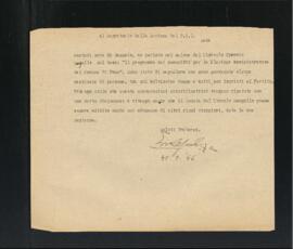 Lettera di Enzo Capalozza per il Segretario della Sezione di Fano del Partito comunista italiano - PCI