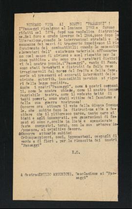 "Ridiamo vita ai nostri passeggi"