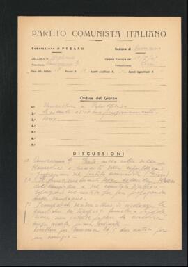 Verbale della riunione del 19 maggio 1946 della Cellula di Magliano della Sezione di Cuccurano del Partito comunista italiano - PCI