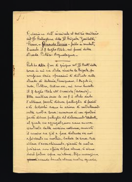 "Relazione dell'incaricato al servizio sanitario del III Battaglione della Va Brigata Garibaldi Pesaro - Riccardo Boccia - ferito in combattimento il 7 luglio 1944, nei pressi della strada Piobbico-Acqualagna"