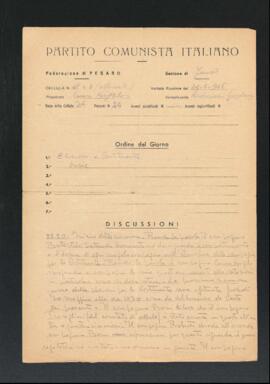 Verbale della riunione del 25 maggio 1946 delle Cellule numero 3 e 48 della Sezione di Fano del Partito comunista italiano - PCI