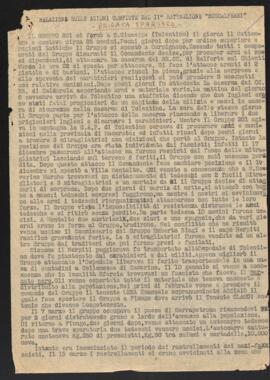 "Relazioni sulle azioni compiute dal II° Battaglione Buscalferri. Brigata Spartaco"