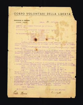 [Lettera di Giuseppe Mari e Rodolfo Sarti sull'arruolamento di volontari per il Corpo Italiano di Liberazione]