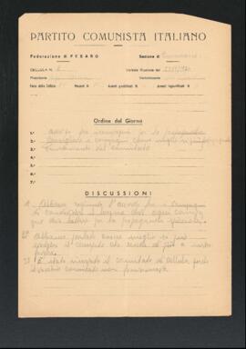 Verbale della riunione del 25 maggio 1946 della Cellula numero 2 della Sezione di Cuccurano del Partito comunista italiano - PCI