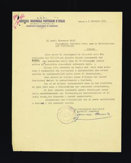 [Lettera di Armando Fancelli sui partigiani e gli antifascisti che parteciparono alla lotta di Liberazione nella zona di Fabriano]