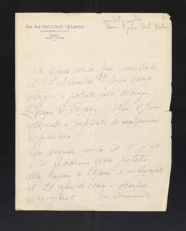 [Nota autobiografica di Niccolò Cesarini]