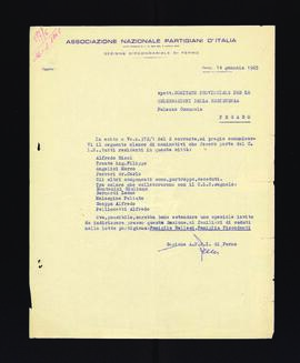 [Lettera della Sezione circondariale di Fermo dell'ANPI sui membri del locale CLN]