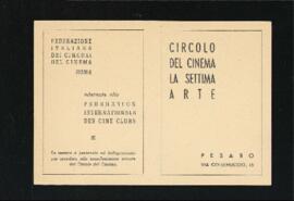 Tessera del Circolo del cinema La Settima Arte