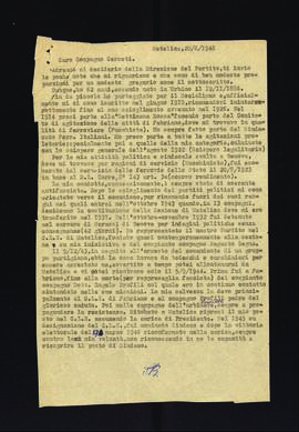 [Lettera di Silvio Battistini recante notizie autobiografiche]