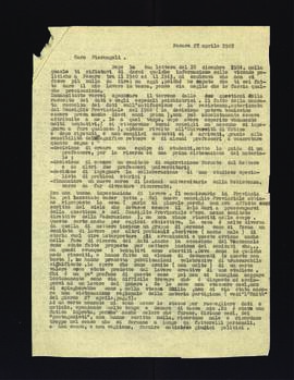[Lettera di Giuseppe Mari sulle ricerche storiche da lui condotte]